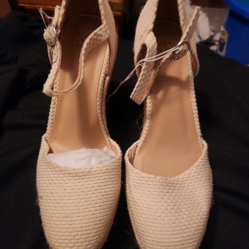 Women’s Cream Woven Ankle-Strap Sandals